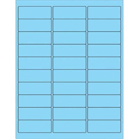 Box Partners Box Partners LL173BE 2.63 x 1 in. Fluorescent Pastel Blue Rectangle Laser Labels - Pack of 3000 LL173BE